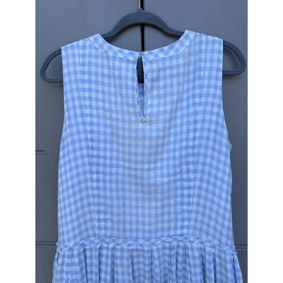 HIGH Everyday Couture by Claire Campbell Blue Gingham Midi Dress Sz M Drop Waist - Picture 12 of 14